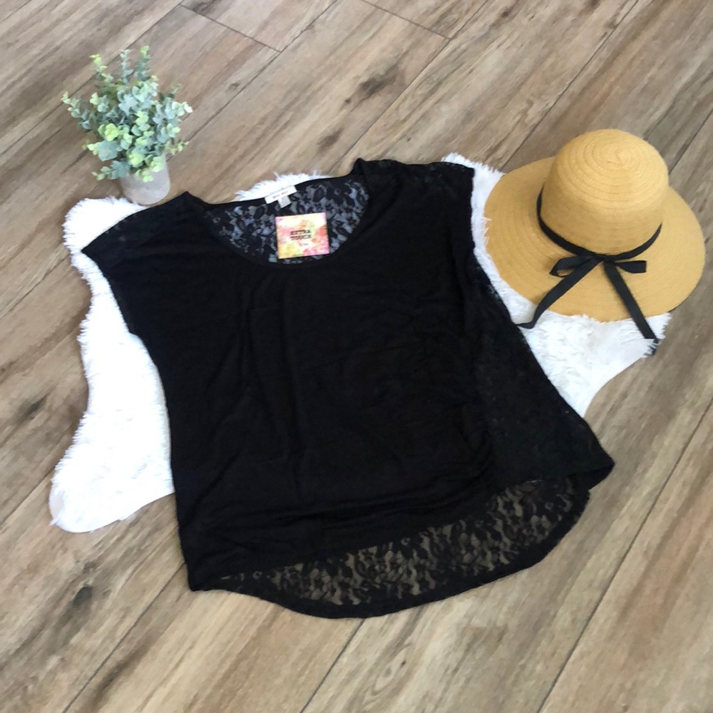 NEW Extra Touch Black Lace Top Size 3X